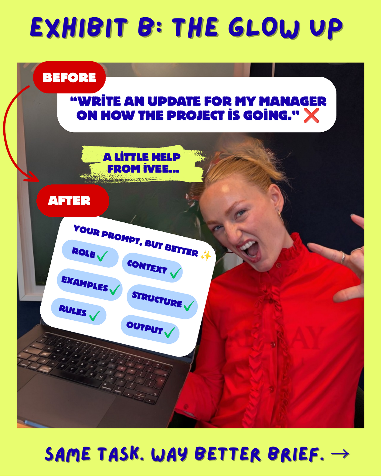 Carousel slide four: before and after prompt glow-up